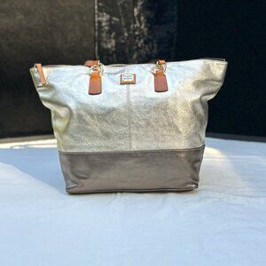 Dooney & Bourke Two Tone Gold & Bronze O-Ring Shopper